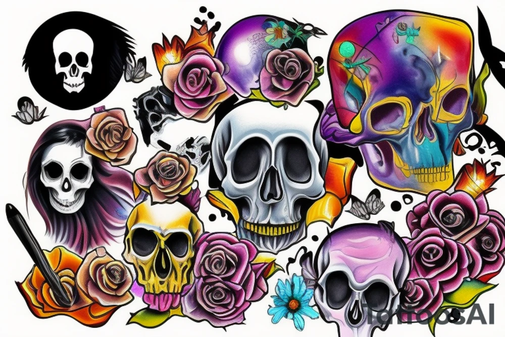Melting skull tattoo idea