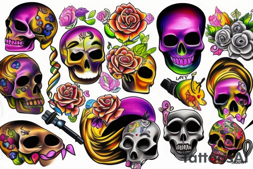 Melting skull tattoo idea
