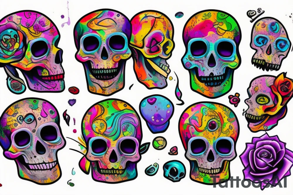 Melting skull w gem tattoo idea