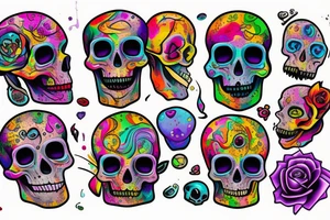Melting skull w gem tattoo idea