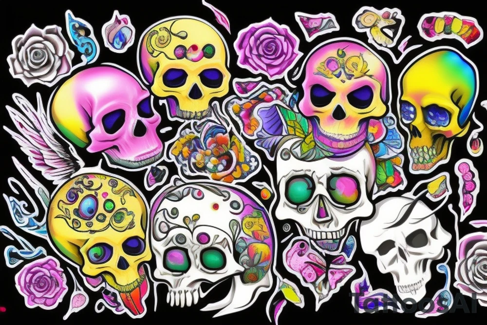 Melting skull w gem tattoo idea