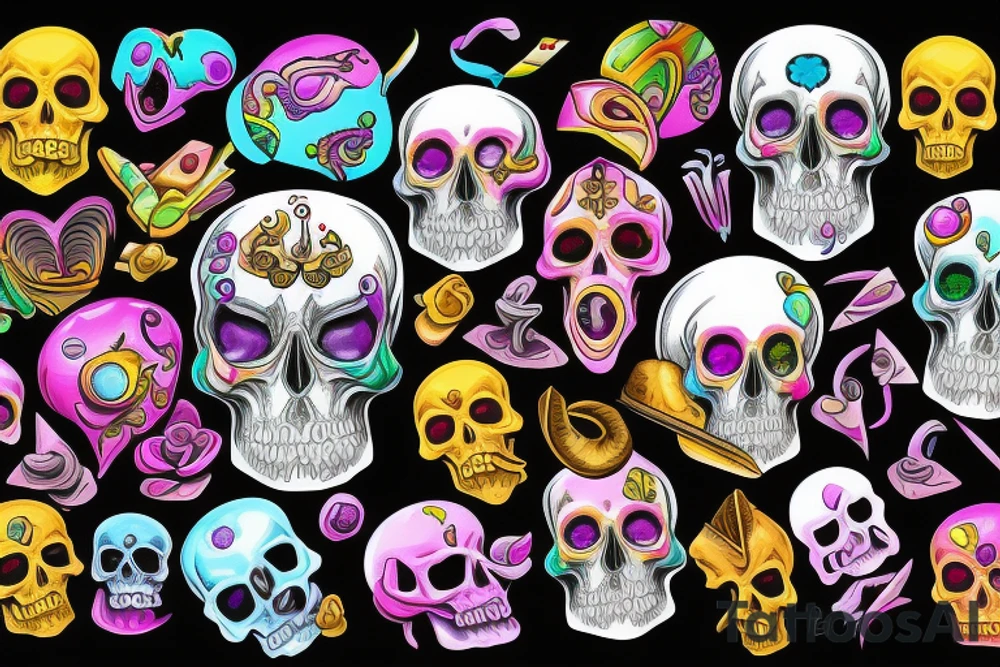 Melting skull w gem tattoo idea