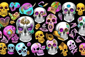 Melting skull w gem tattoo idea