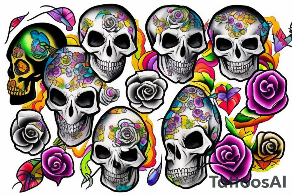 Melting skull w gem tattoo idea