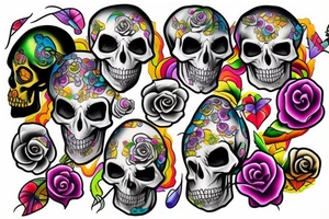 Melting skull w gem tattoo idea