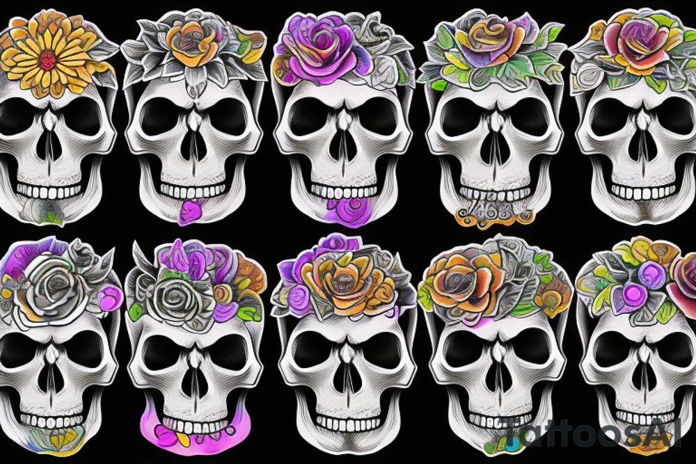 Melting skull w gem tattoo idea
