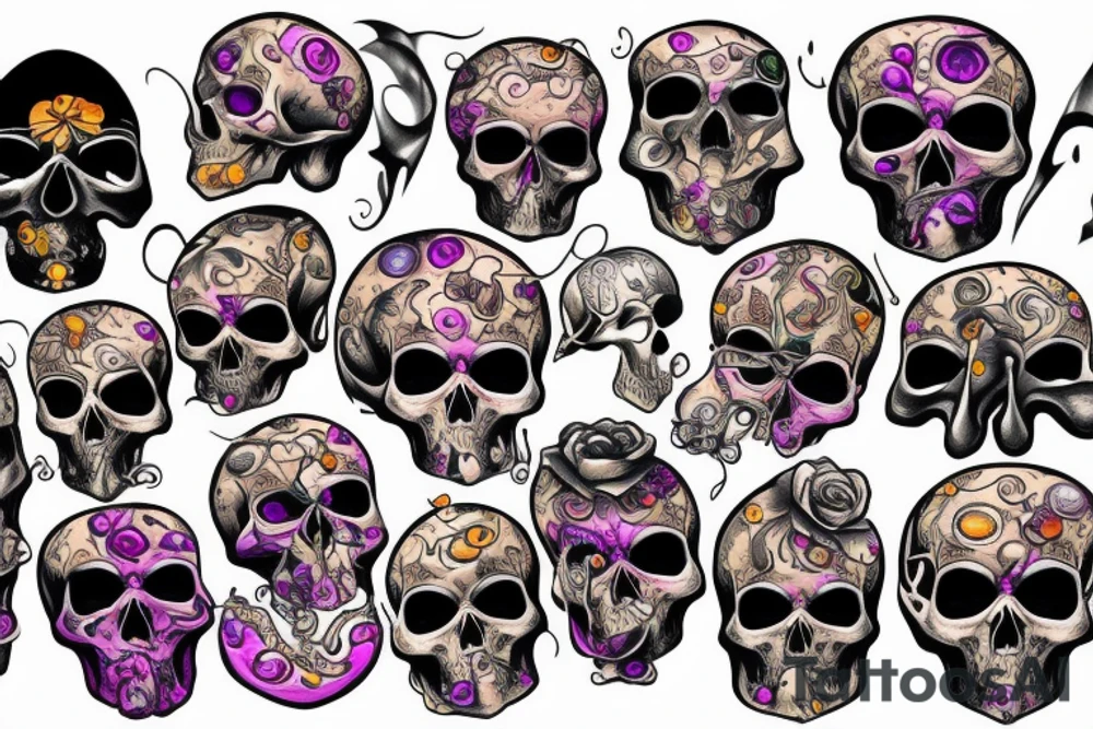 Melting skull w gem tattoo idea