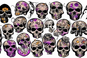 Melting skull w gem tattoo idea