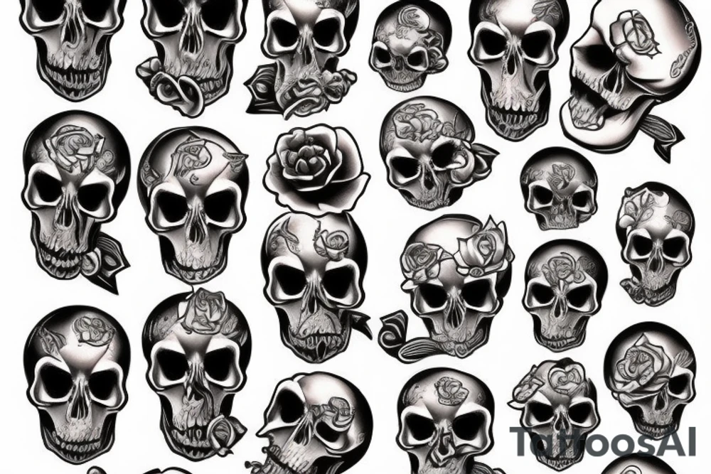 Melting skull w gem tattoo idea