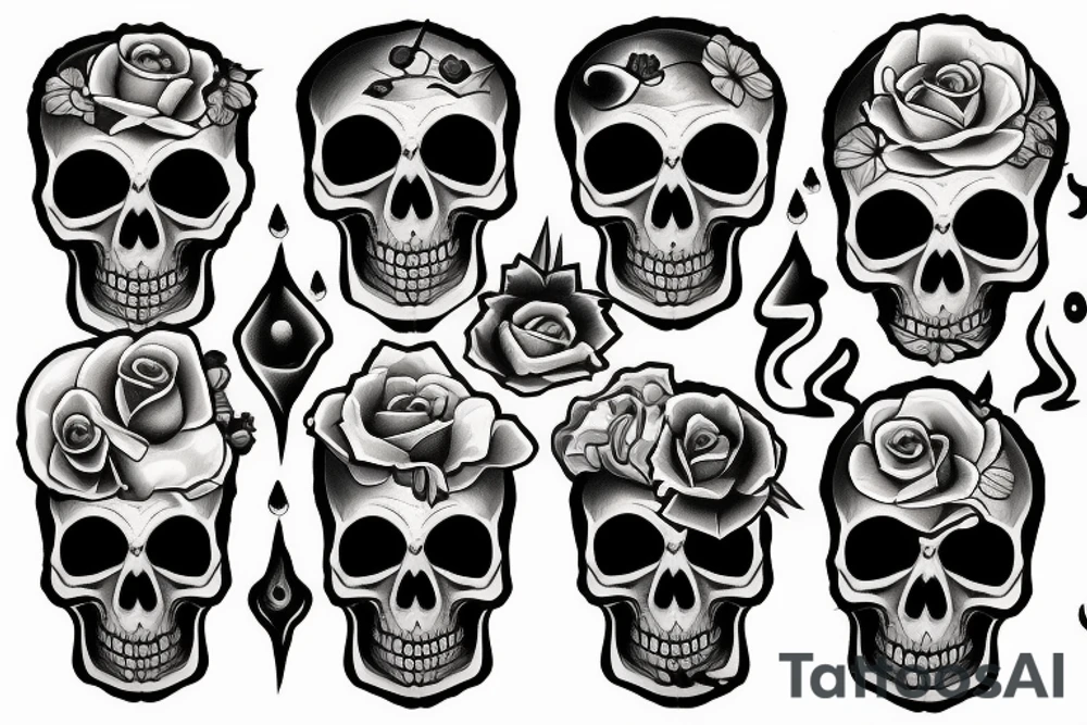 Melting skull w gem tattoo idea