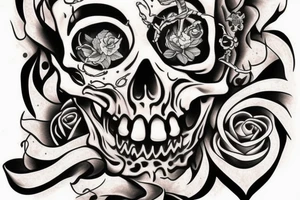 Melting skull w gem tattoo idea