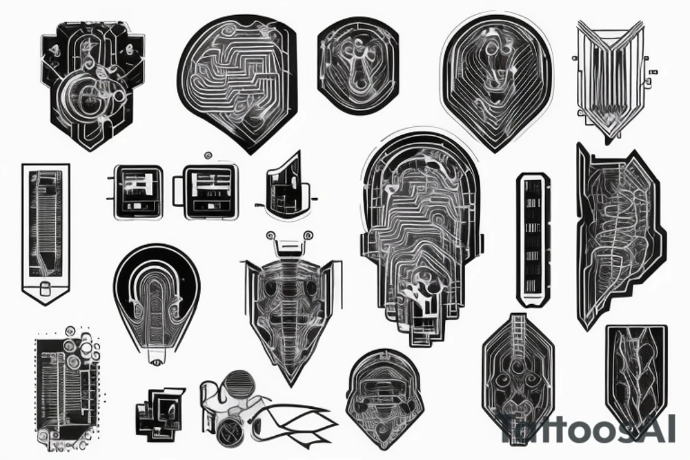 glowing circuitry on shoulder tattoo idea
