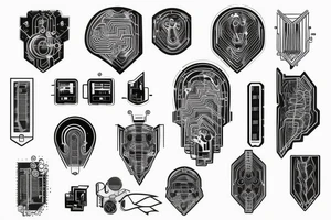 glowing circuitry on shoulder tattoo idea