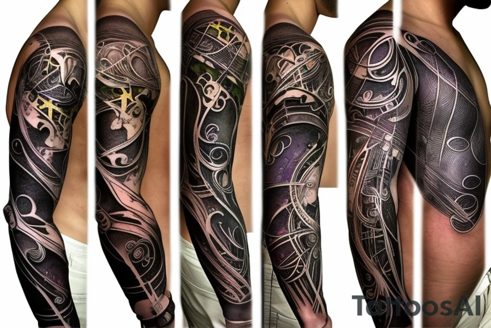 glowing circuitry on shoulder tattoo idea