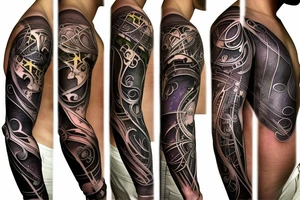 glowing circuitry on shoulder tattoo idea