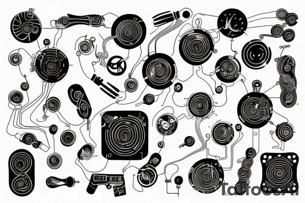 glowing circuitry on shoulder tattoo idea