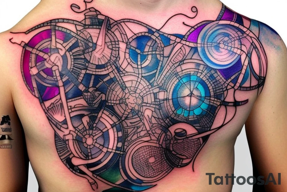 glowing circuitry on shoulder tattoo idea