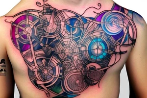 glowing circuitry on shoulder tattoo idea