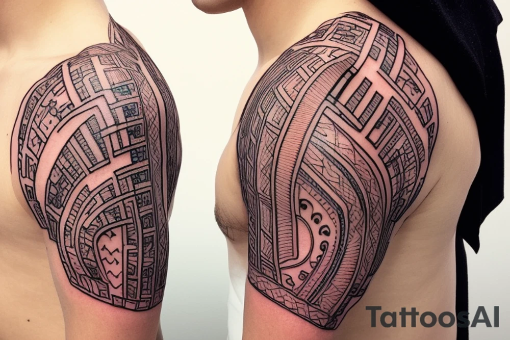 circuitry on shoulder tattoo idea