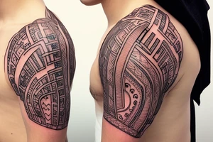 circuitry on shoulder tattoo idea