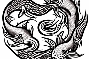 Water effect down my spine with 2 koi fish symbolizing yin and Yang in the middle with cherry blossoms surrounding it tattoo idea