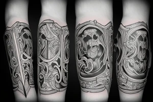 Sword with a Bible verse down one side of the blade and another verse down the other side of the blade tattoo idea