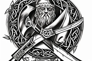 Viking 
Sword with a Bible verse down one side of the blade and another verse down the other side of the blade down my right shoulder tattoo idea