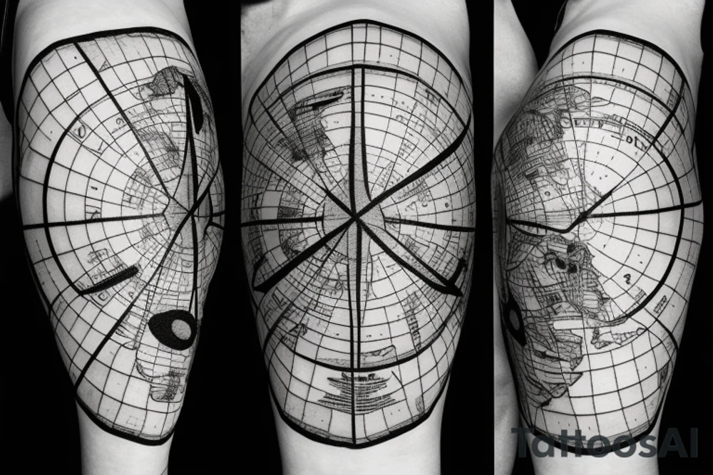 World Map with compass lines, Fine Line Tattoo tattoo idea World Map with compass lines, Fine Line Tattoo tattoo idea