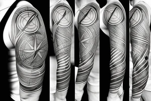 World Map with compass lines, Fine Line Tattoo tattoo idea