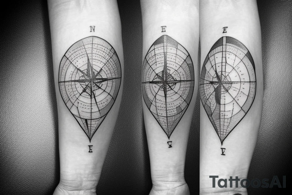 World Map with compass lines, Fine Line Tattoo tattoo idea World Map with compass lines, Fine Line Tattoo tattoo idea