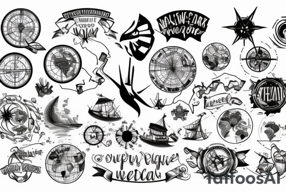 World Map outlined tattoo idea