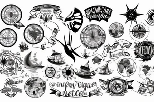 World Map outlined tattoo idea