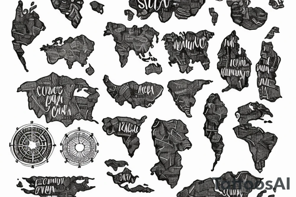 World Map outlined tattoo idea