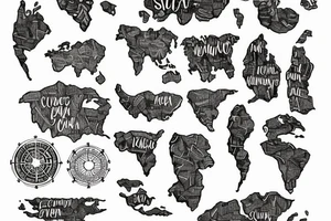 World Map outlined tattoo idea