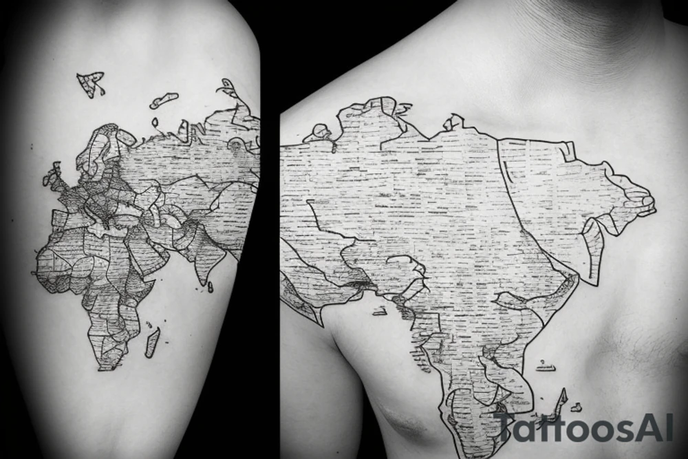 World Map outlined tattoo idea