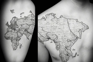 World Map outlined tattoo idea
