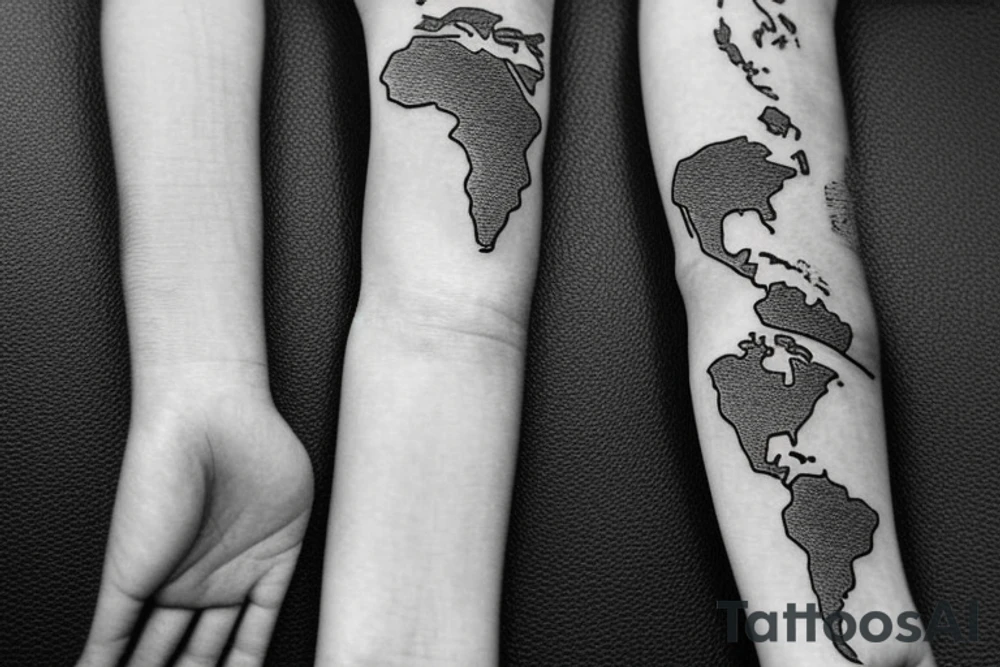 World Map outlined tattoo idea