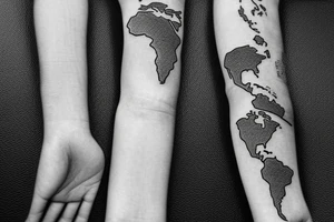 World Map outlined tattoo idea