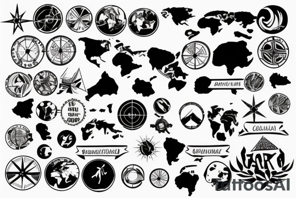 World Map Small tattoo idea