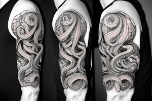 Octopus to lay over and wrap shoulder and upper arm tattoo idea
