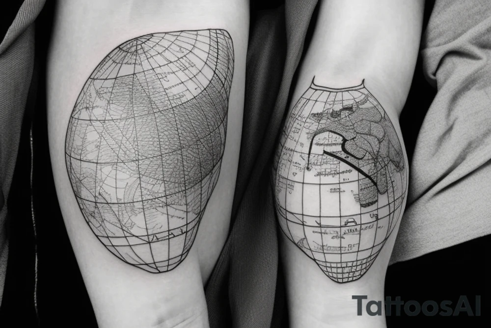All around the world, Map outlined tattoo idea