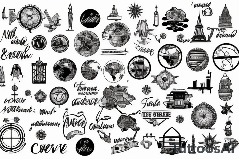 All around the world, Map outlined tattoo idea