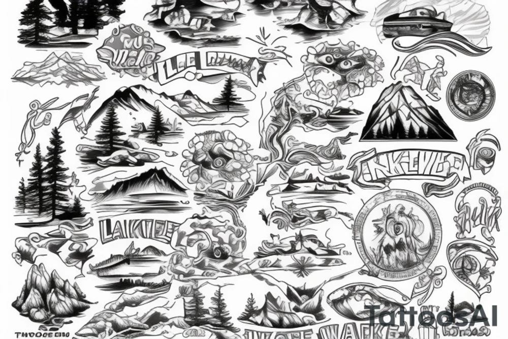 outline of lake tahoe tattoo idea