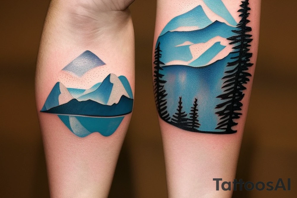 Shape: Consider using the iconic shape of Lake Tahoe itself as the main outline for the tattoo. You can fill in the shape with other elements or have it as a stand-alone silhouette.

Mountains: Lake Tahoe is surrounded by the stunning Sierra Nevada Mountains, which are an essential part of its beauty. You can include a mountain range silhouette or detailed mountain peaks, with or without snowcaps.

Trees: Tall, majestic pine trees are a common sight around Lake Tahoe. You could incorporate a few pine trees into the design, either as a border or as a central element.

Waterscape: Lake Tahoe is known for its clear, blue water. You can incorporate the water by using different shades of blue to create a gradient or by adding waves, ripples, or reflections.

Sunset/Sunrise: Lake Tahoe sunsets and sunrises are breathtaking, and incorporating warm colors like orange, pink, and yellow can create a vibrant and eye-catching design.

Wildlife: You can include some of the native animals like black bears, bald eagles, or mountain lions to add a touch of the region's wilderness.

Emerald Bay: Consider featuring the picturesque Emerald Bay, with its small island and historic Vikingsholm castle, to create a more detailed scene.

Text: Add a meaningful quote, the name "Lake Tahoe," or the geographical coordinates of the lake as a finishing touch. tattoo idea