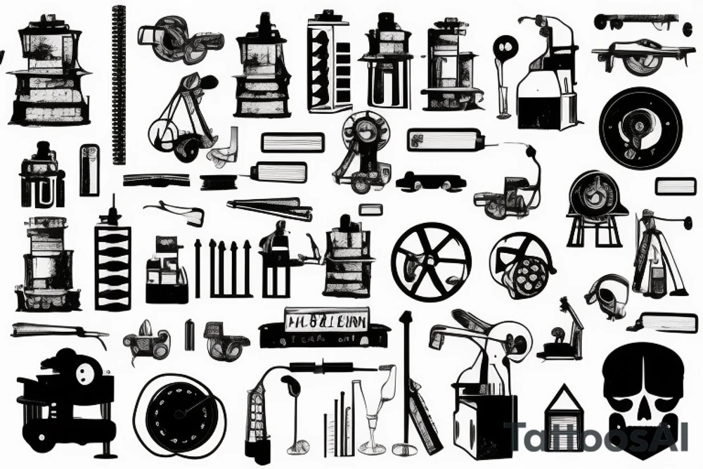 sad industrial landscape tattoo idea