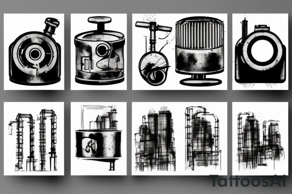 sad industrial landscape tattoo idea