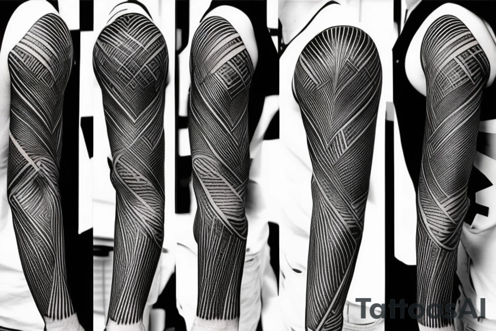 sad lonely industrial shoulder patterned tattoo idea