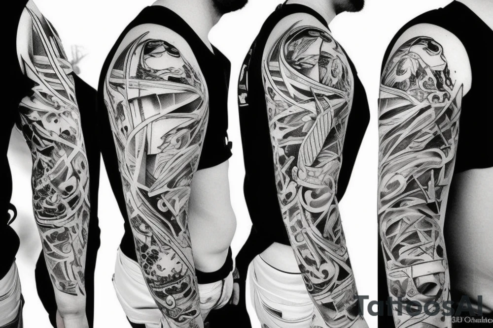 shoulder low-poly sad post-apocaliptic tattoo idea