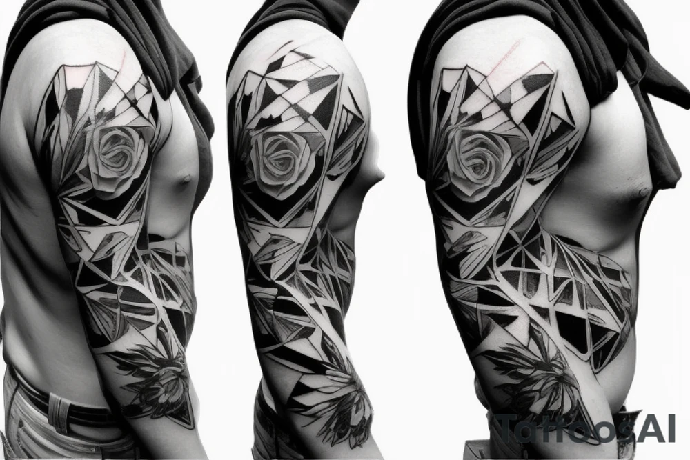 shoulder low-poly sad post-apocaliptic tattoo idea