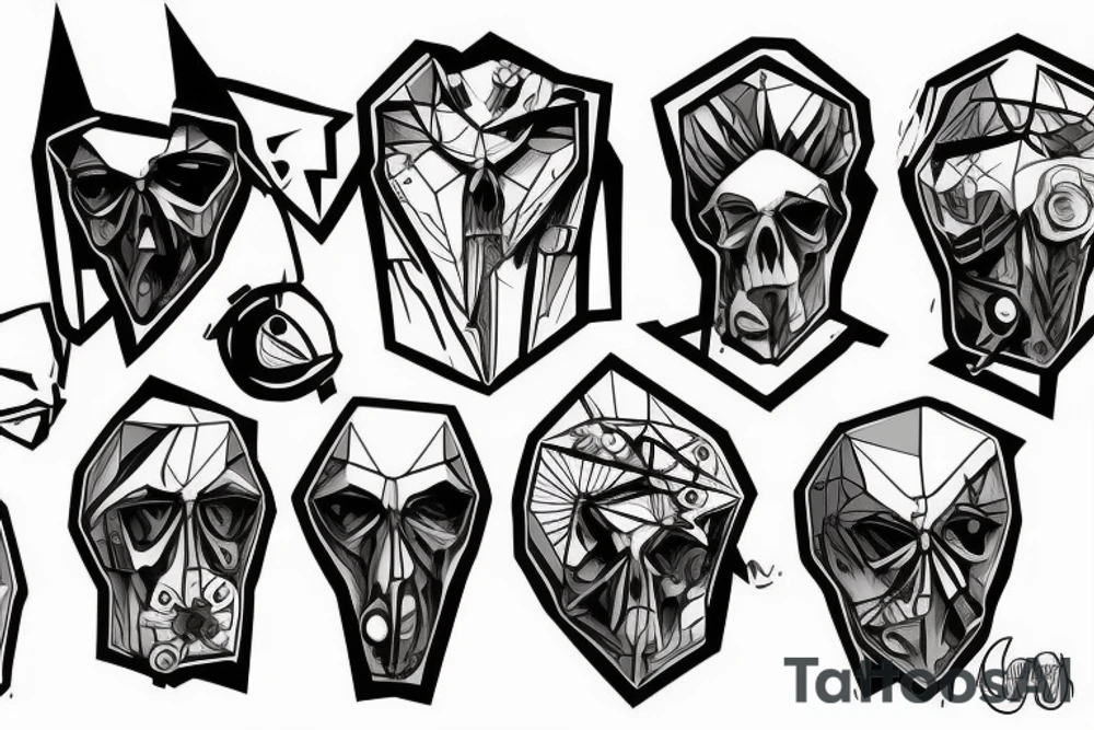 shoulder low-poly sad post-apocalyptic tattoo idea